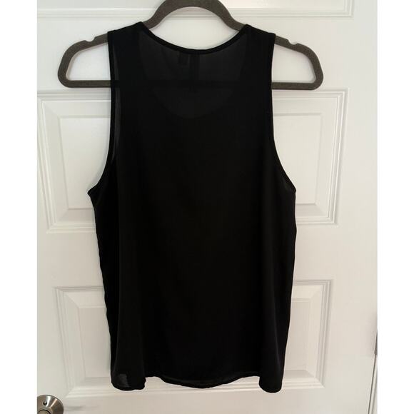 Black Sleeveless Sheer Layer Tank Top Women’s Size M Made in USA Pit to Pit 18.5 - Picture 2 of 4